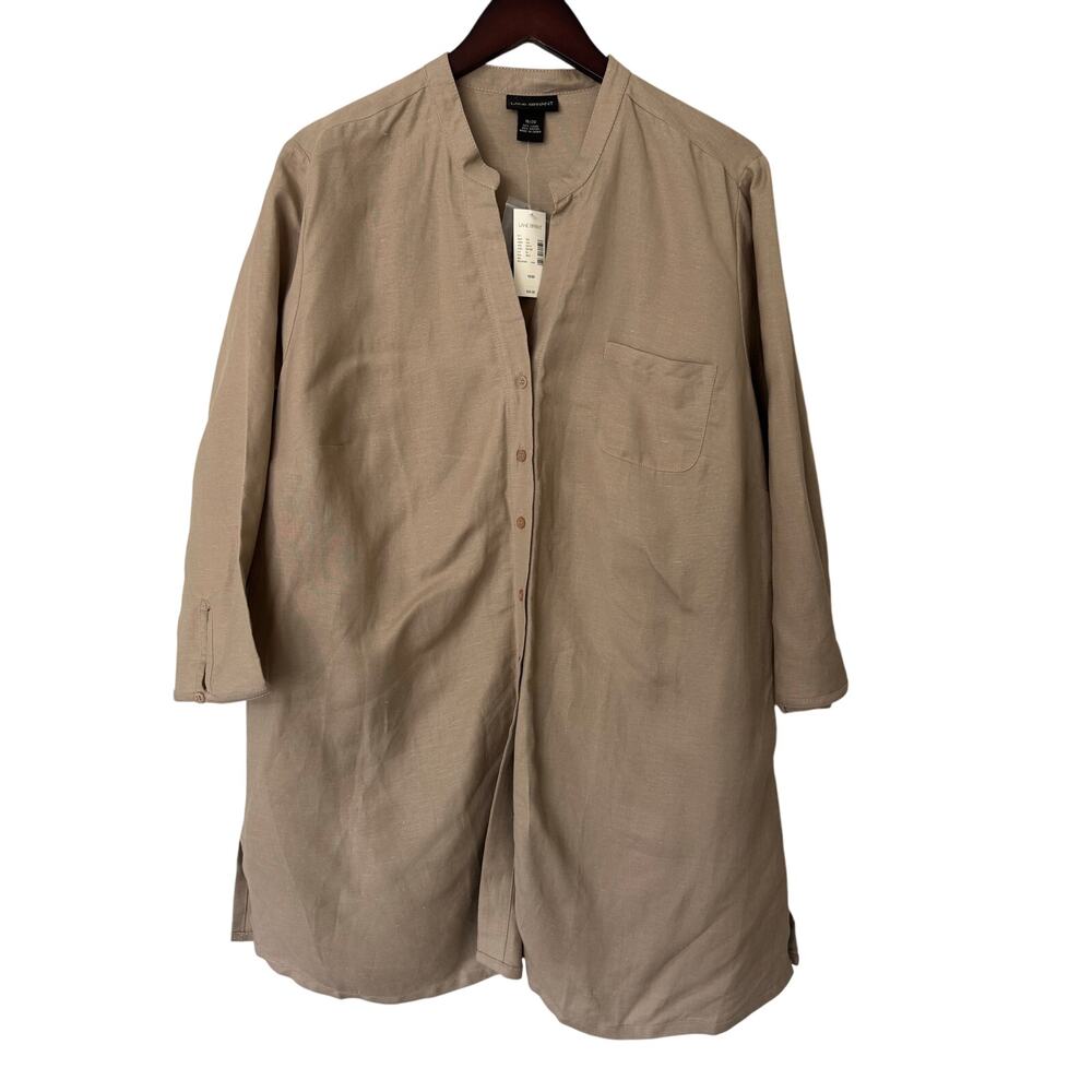 Lane Bryant Linen Blend Button Front Tunic Shirt Size 16/18 NWT